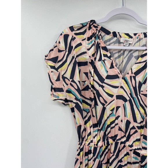 Sita Murt Multicolor Patterned Short Sleeve V-Neck Midi Dress Size 38 - Picture 5 of 8